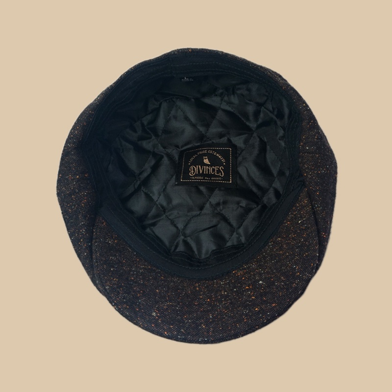 DIVINCES Newsboy Caps DUDUKUY Brown Dot - Topi Vintage Hat Classic Wool Premium Dewasa Unisex