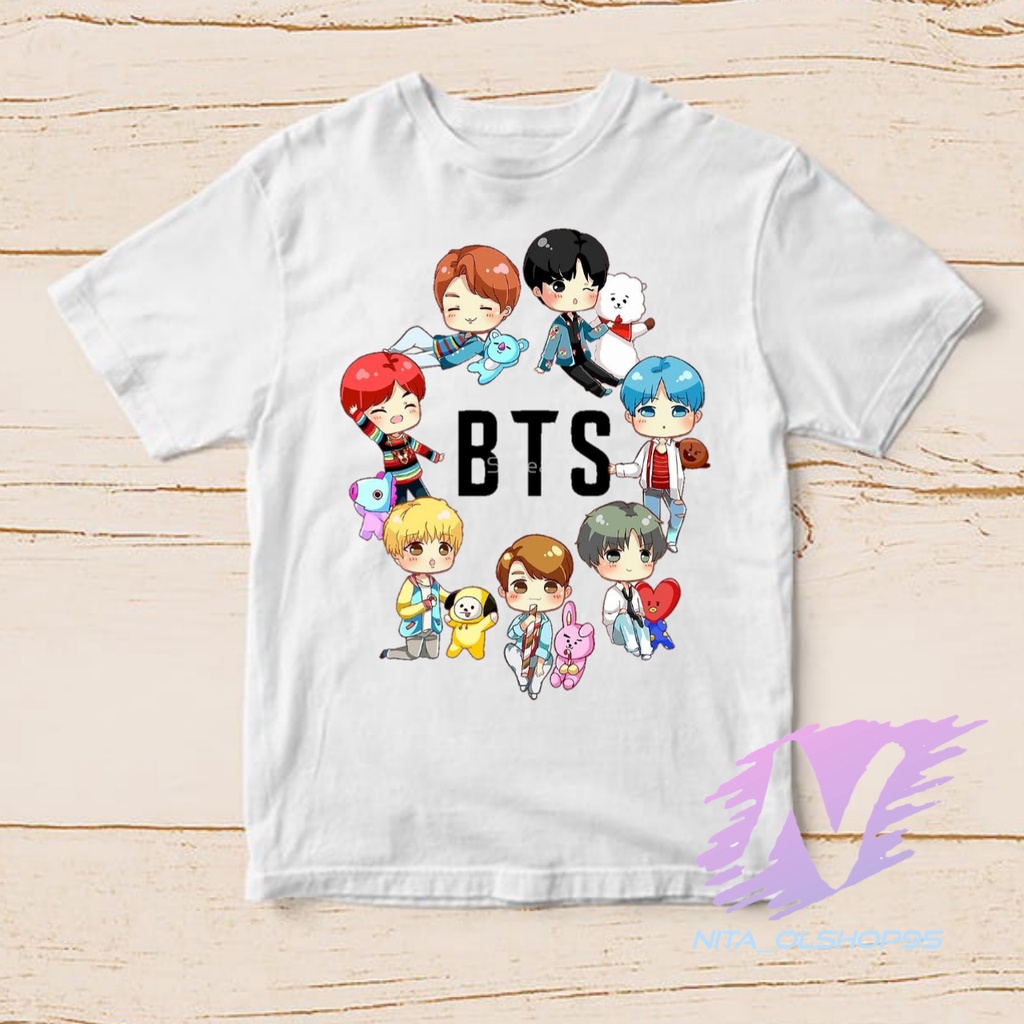 kaos anak bts kpop animasi kartun lucu