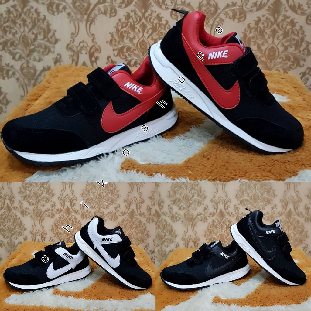 C0919182 Sepatu Nike Neo Anak Sepatu Sekolah Hitam Putih Peremat Full Black Kids Merah