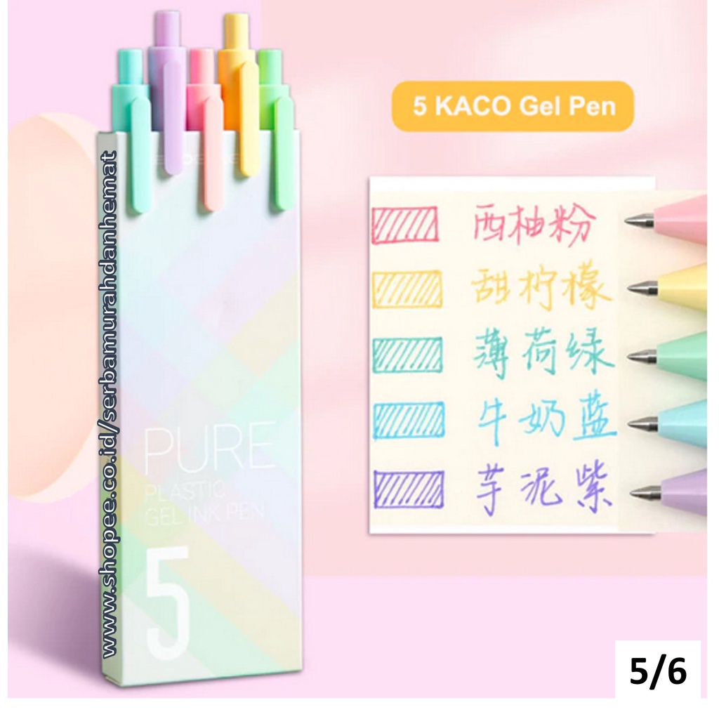 Pen Warna Warni Pelangi ORIGINAL KACO Sign Pen Durable 0.5mm 5pcs/Pack