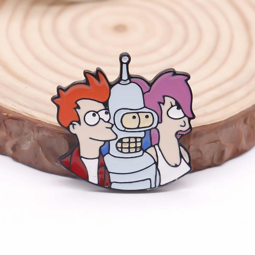 Lanfy Film Futurama Liontin Anak Kartun Terbang Ke Masa Depan Perhiasan Aksesoris Philip J.Fry Badge Lapel pin Gantungan Kunci