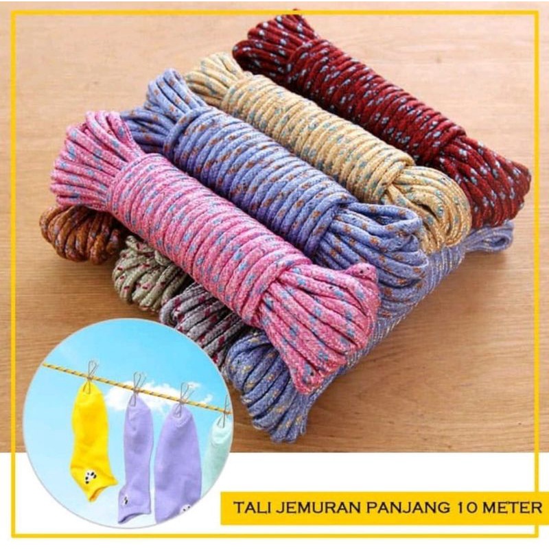 TALI JEMURAN PANJANG 10 METER DIAMETER +-6mm BAHAN NILON