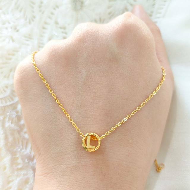 set kalung Liontin nagita emas asli kadar 875 huruf