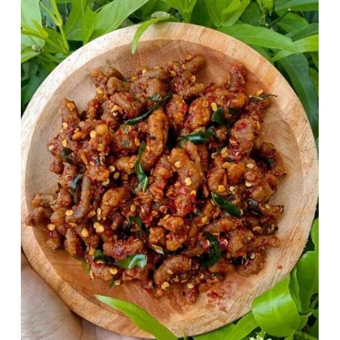 

kripik usus daun jeruk pedas 100 gr