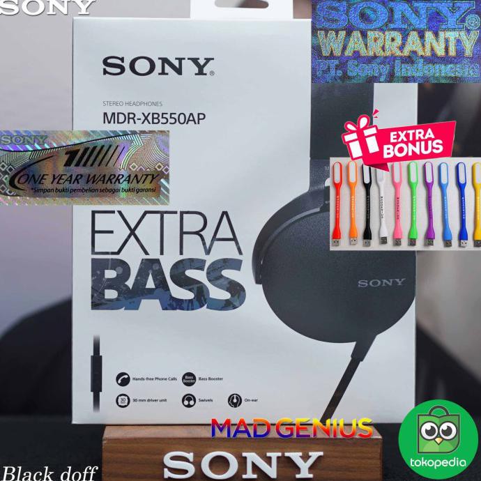 Sony MDR-XB550AP EXTRA BASS On-Ear Headphone - Hitam, Biru, Merah, Putih, Hijau