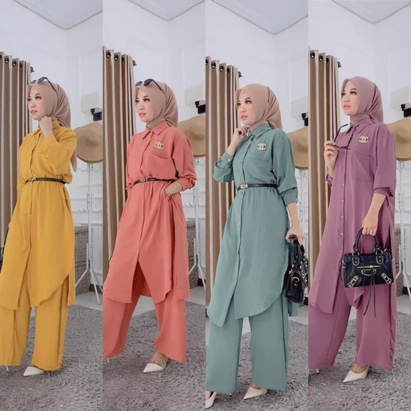 NEW SET LONG TUNIK SABRINA VIRAL KEKINIAN