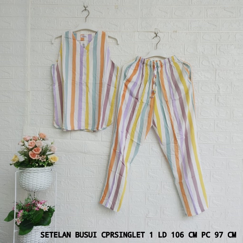 *Setelan Rayon AMRO Tanpa Lengan Celana Panjang (CPRSINGLET)