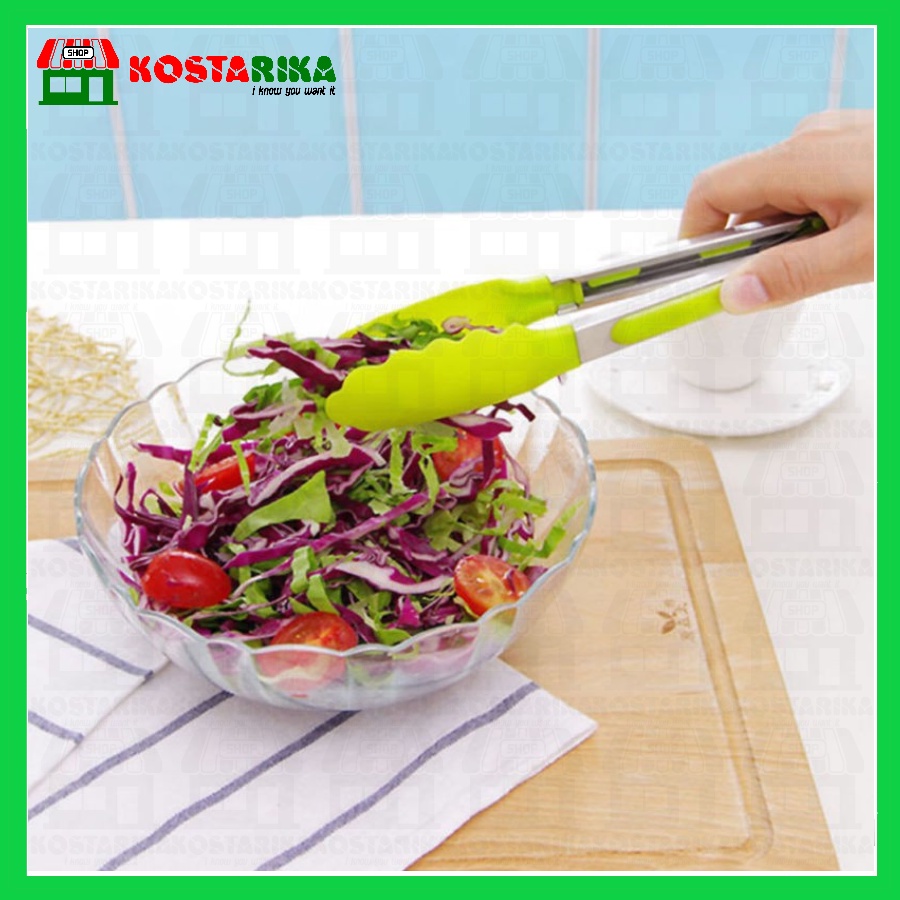 KOSTARIKA Penjepit Makanan BBQ Salad Anti Slip Stainless Steal