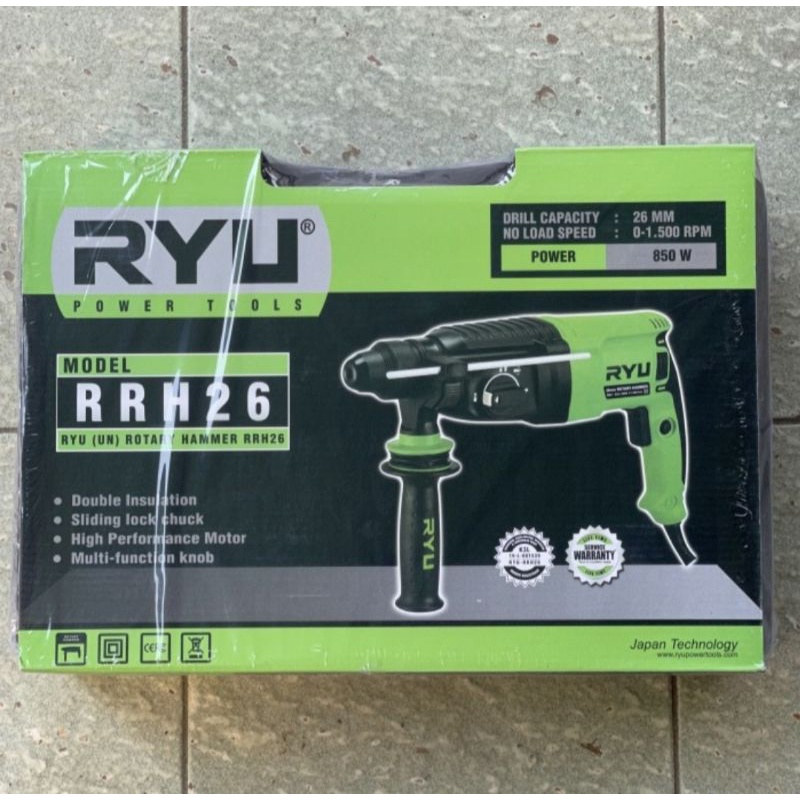 MESIN BOR BETON BOBOK SDS PLUS RYU RRH-26 / ROTARY HAMMER RYU RRH26