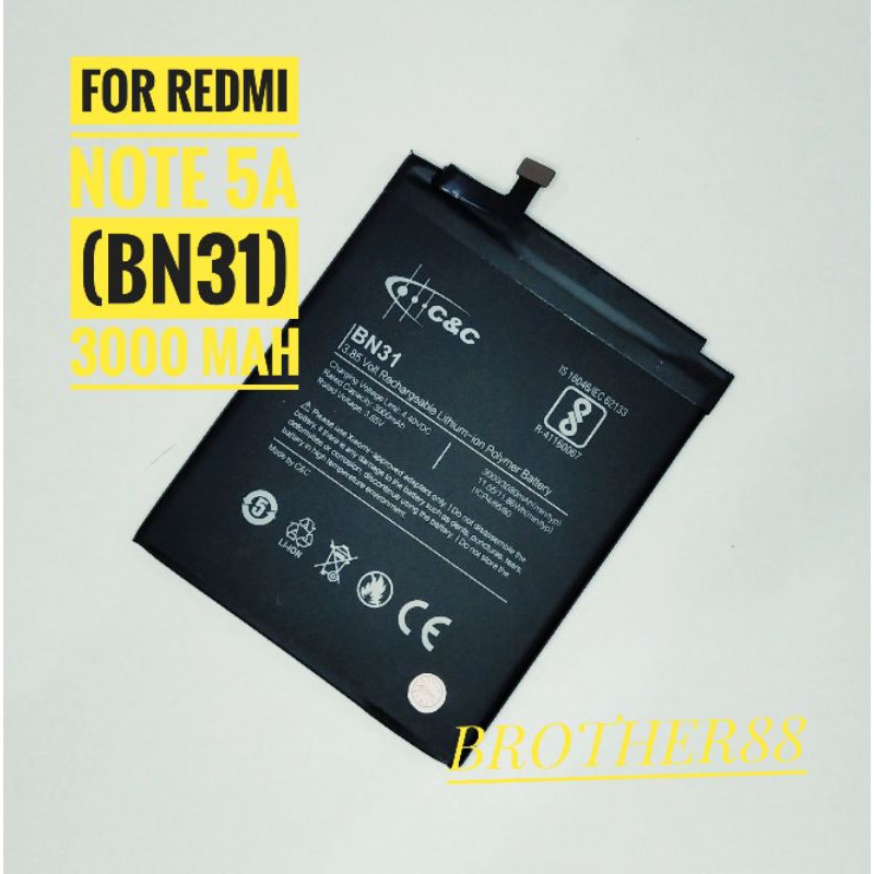 BATTERY BATERAI BATRE XIAOMI REDMI NOTE 5A, MI 5X (BN31) ORIGINAL C&amp;C