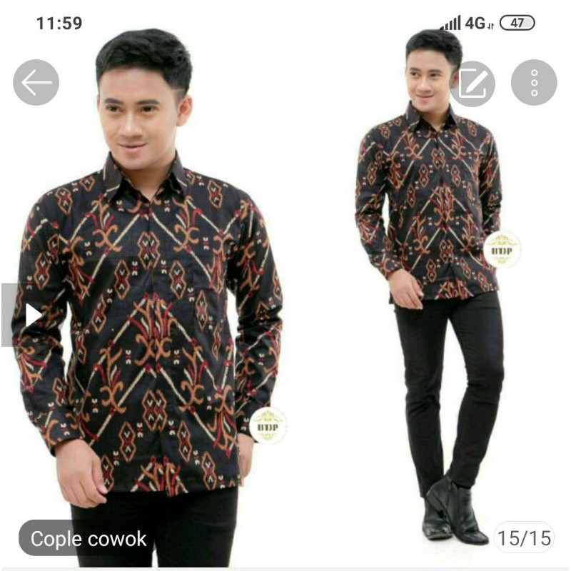 tey-17 Batik wanita ASJ SA HRB026 Kenongo Kemeja Tosca Pendek-Couple zena