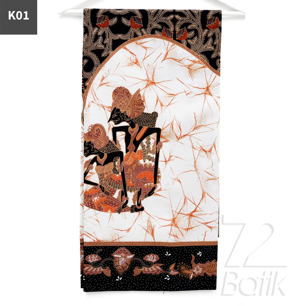 KAIN BATIK PREMIUM Bahan Katun Motif Wayang Warna Cream 721461 Cap 72 Jarik Jarit Samping Kebat Panjang Batik Katun Modern Premium Bahan Seragam Batik Pernikahan Kantor Keluarga Murah Kamen Jadi Batik Bali Lembaran