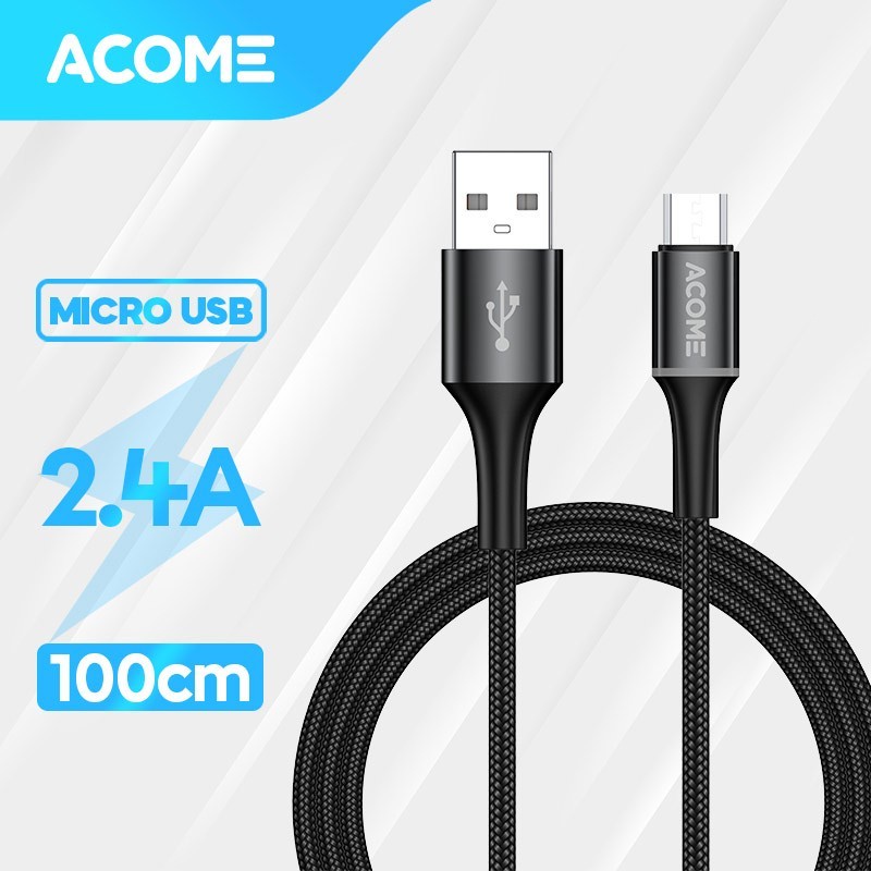 ACOME AOM-010 KABEL CHARGER MICRO USB LED CABLE FAST CHARGING 2.4A VIVO OPPO