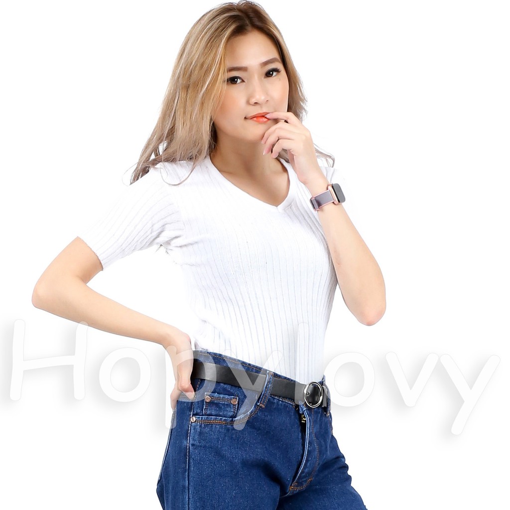 HOPYLOVY PREMIUM -  Ikat Pinggang Wanita Ring Belt / KODE RING BELT POLOS GESPER SILVER PREMIUM