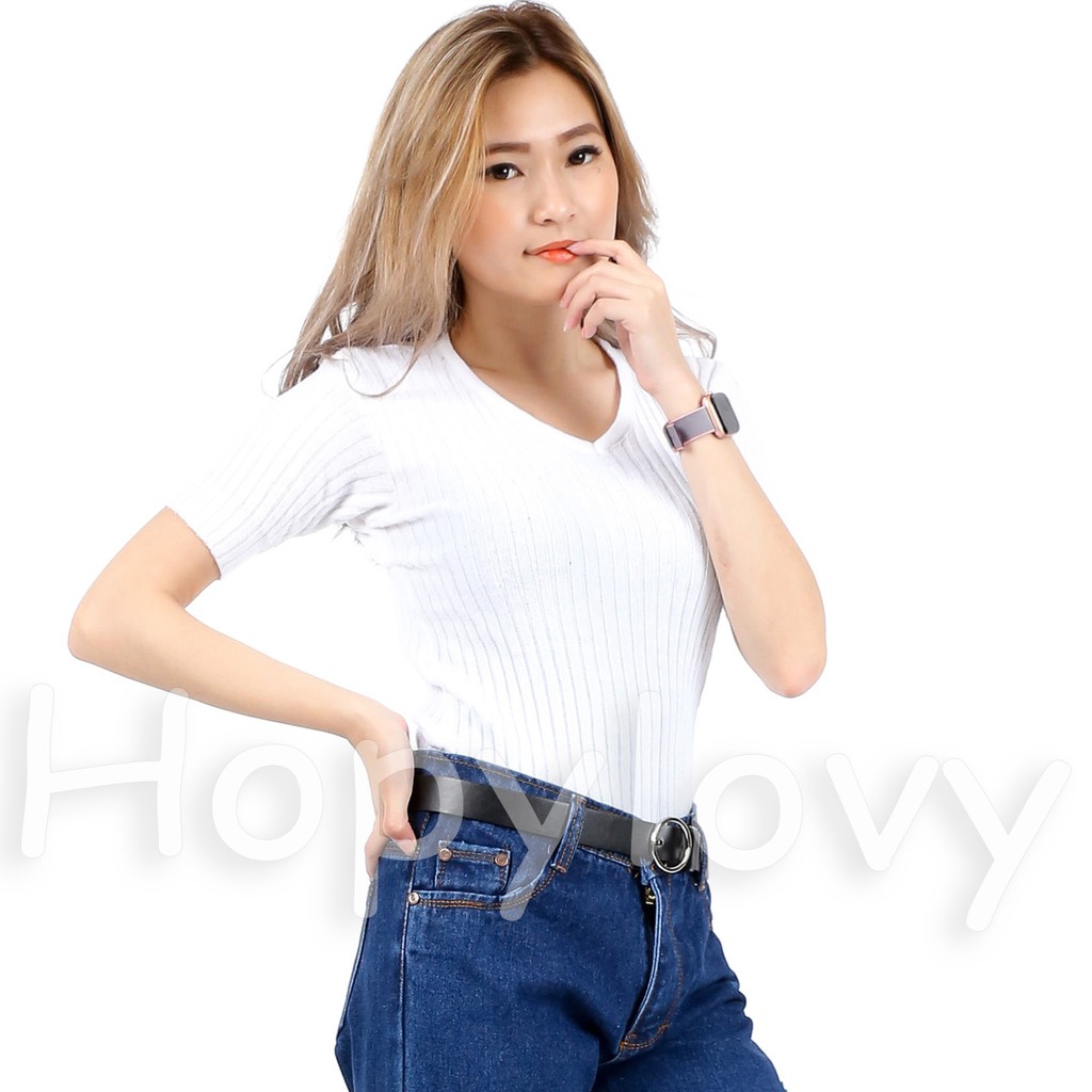 HOPYLOVY PREMIUM -  Ikat Pinggang Wanita Ring Belt / KODE RING BELT POLOS GESPER SILVER PREMIUM