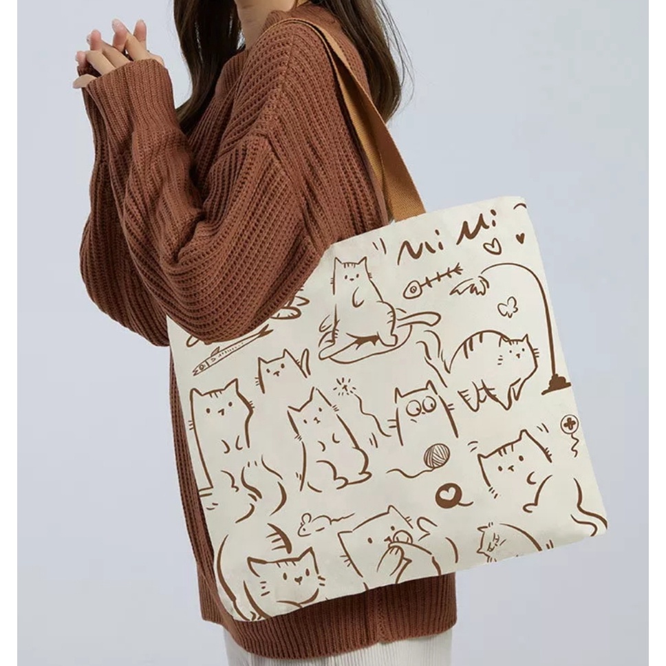 (PAKAI RESLETING) Tote bag wanita fullprint bigsize ( Toko Uci)