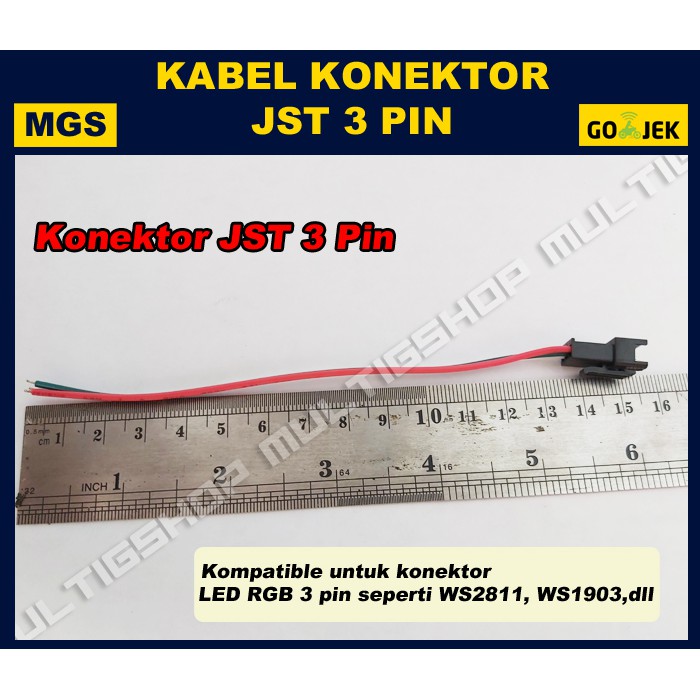 10Set Kabel Konektor LED RGB 3 Pin JST 3 Pin