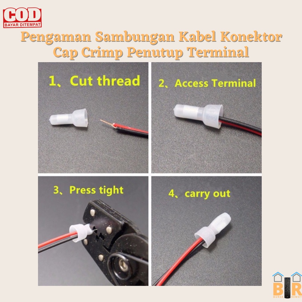 Lasdop Pengaman Sambungan Kabel Konektor Cap Crimp Penutup Terminal (5pcs)