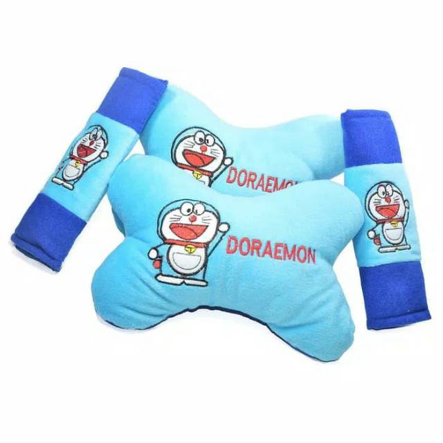 Bantal Mobil / Bantal Leher mobil 2in1 Doraemon Aksesoris Mobil