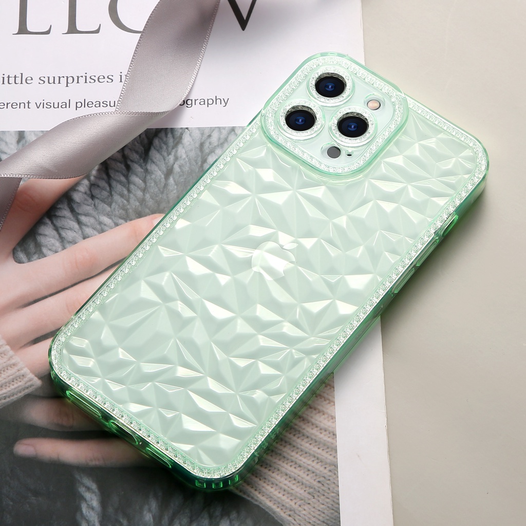 【Diamond pattern】Phone case for iPhone 11 12 13 Pro MAX X XS MAX XR 7+ 8 Plus transparent soft silicone clear casing