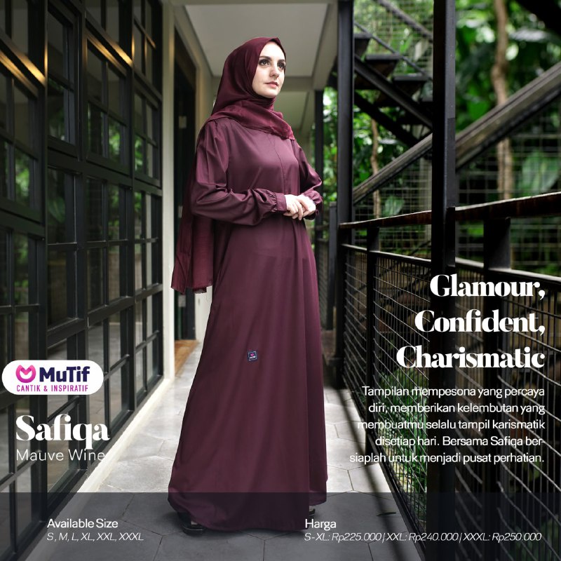 MuTif 100% ORI | Safiqa Mauve Wine | Safiqa Navy Blazer | Safiqa Grey | Safiqa Caramel | Gamis MuTif