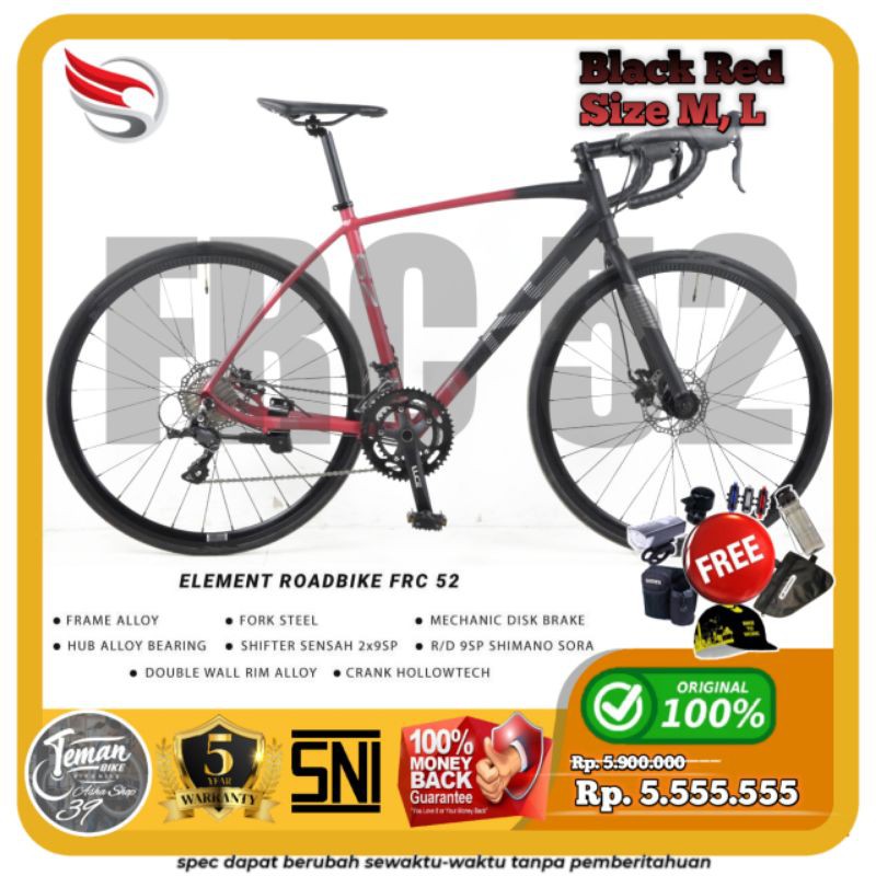Roadbike element Sepeda balap FRC 52 gen 2 2021 2 x 9 Speed 700c frame alloy mechanic disc Semarang
