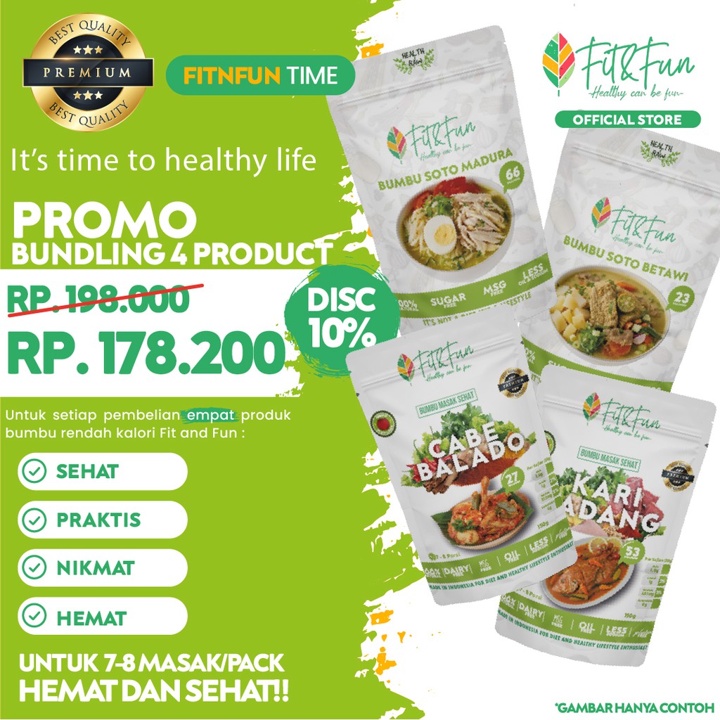 

( PREMIUM QUALITY ) PROMO FIT AND FUN BUMBU MASAK DIET SEHAT BUNDLING 4