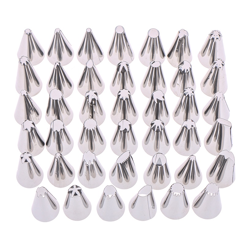 42pcs / Set Nozzle Piping Icing Bahan Stainless Steel Tahan Lama Ukuran Besar Untuk Pastry