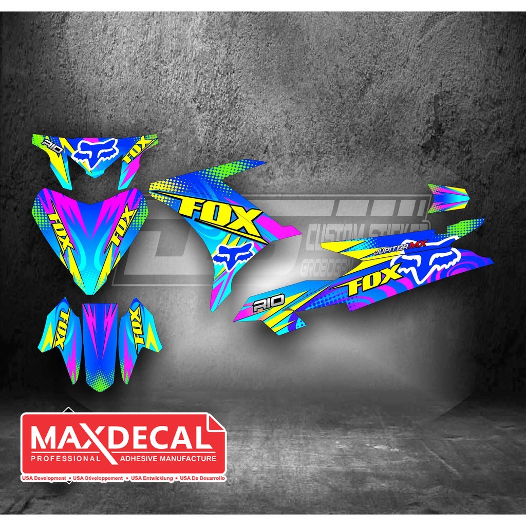 Striping Decal MX New Biru Fox