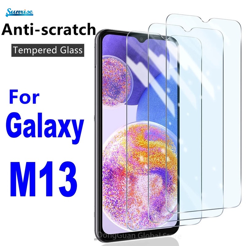 Pelindung Layar Tempered Glass Full Cover HD Anti Gores / Gelembung Untuk Samsung Galaxy M13