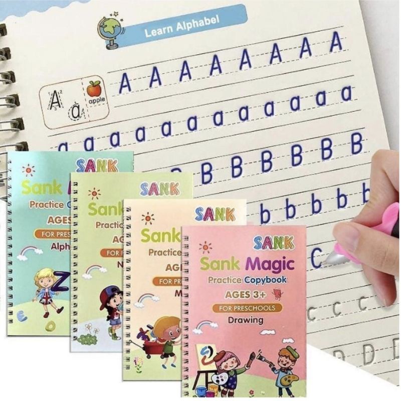 (MURAH) Sank Magic 4 Set Buku Free Pulpen + 10 Refill Pen / Buku Ajaib / Buku Belajar Anak