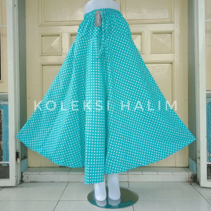 ROK PAYUNG LEBAR/ROK KATUN PANJANG/MOTIF PULKADOT-Tosca