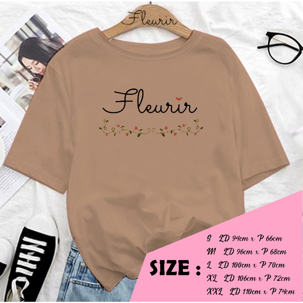 FLEURIR - KAOS LUCU NYAMAN KATUN WANITA DEWASA UNISEX