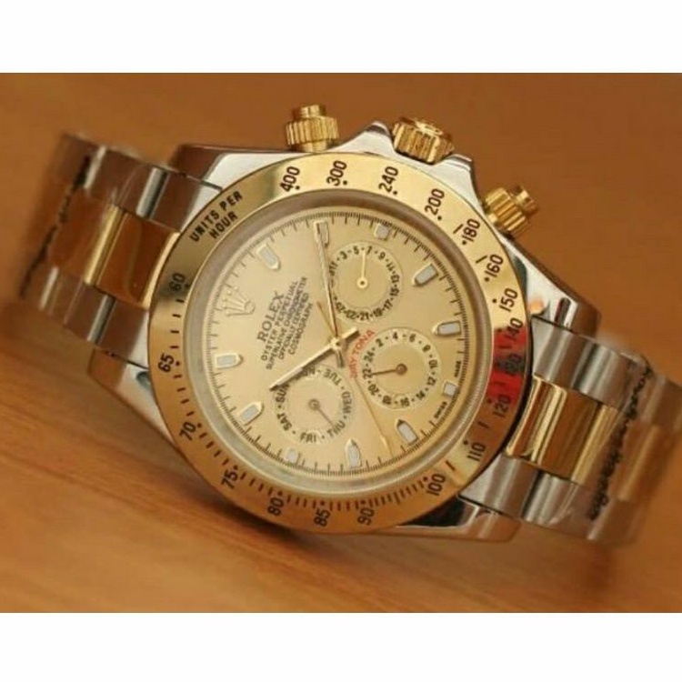 Jam Tangan Rolex Daytona Otomatis Crono aktif Warna Kombinasi Gold - Jam Tangan Pria Rolex Daytona