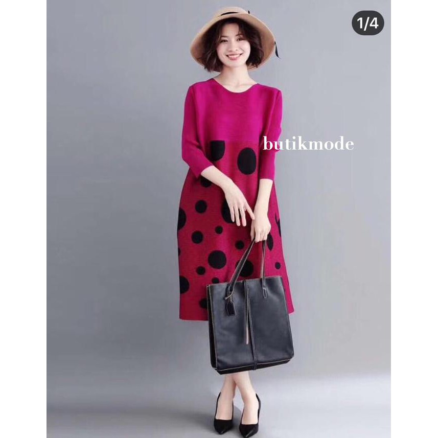 promo!! dress plisket polkadot terbaru