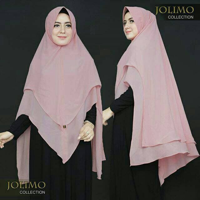 Jilbab Ceruti Khimar 2 Layer LV Pinguin Hijab Syari Pet Antem