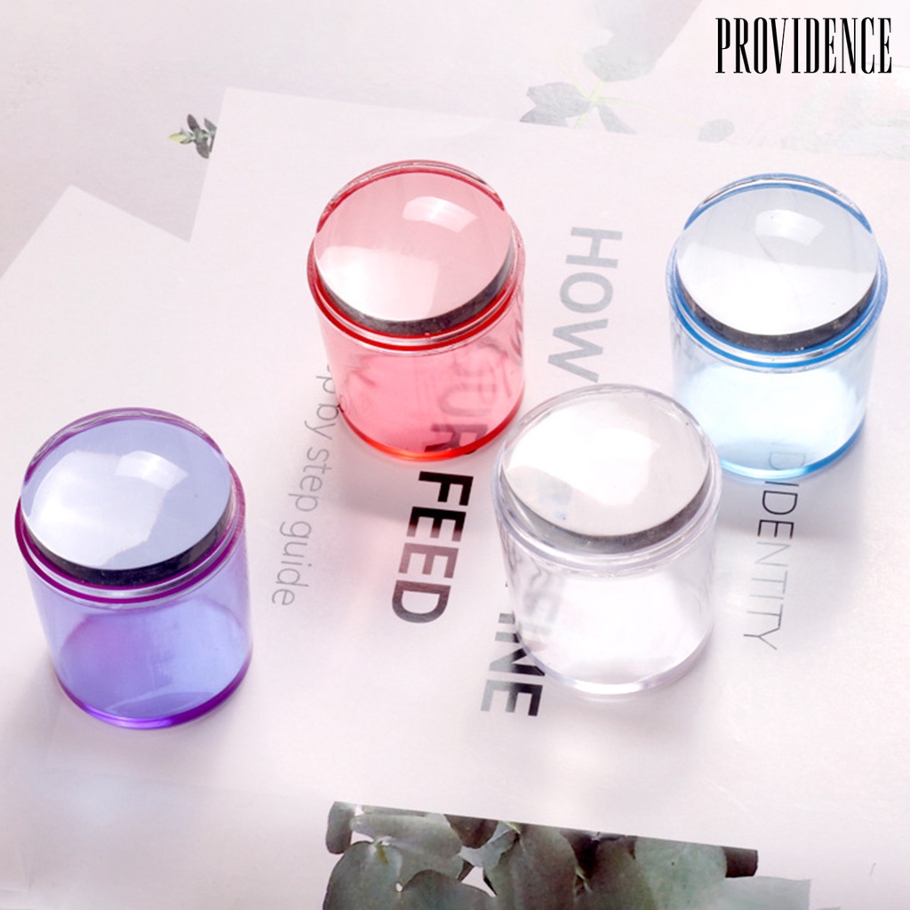 Providence 1 Set Nail Stamp Tool with Nail Scraper Delicate Touch Transparent Head Nail Silicone Template Seal Stamp for Home Use