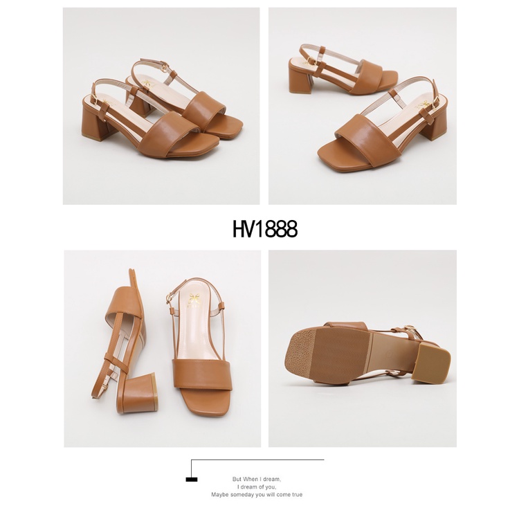 HELIVA NAYLA Sling Back Gesper Block Heels 5,5cm Bahan Kulit HV1888 Original Brand