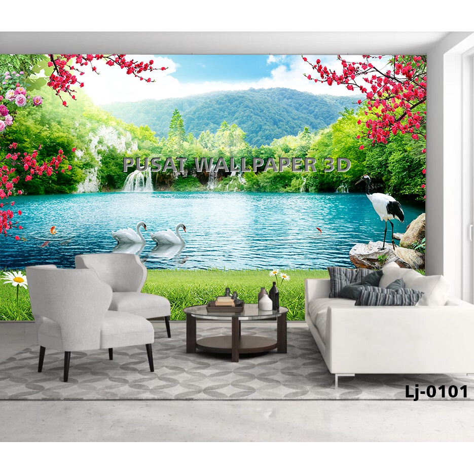 Jual CETAK WALLPAPER CUSTOM DINDING 3D PEMANDANGAN ALAM DANAU ...