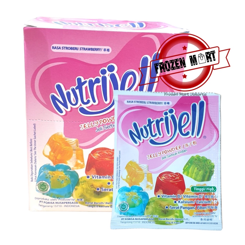 NUTRIJELL Stroberi / Agar Agar Instant / Konnyaku Jelly Powder 15 Gr / Nutrijell Jelly Powder