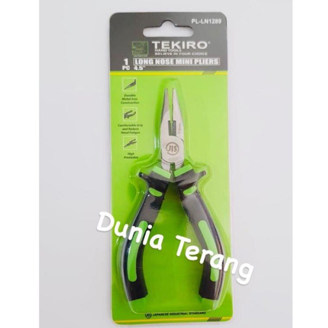 Tang Lancip Mini TEKIRO 4,5&quot; gg Karet - Tang Cucut Kecil 4.5 in - Small Long Nose Mini Pliers 41/2