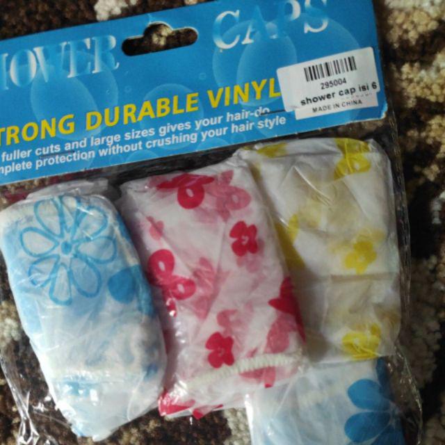 Shower Cap Plastik Isi 6 - Shower Cap Motif Isi 6