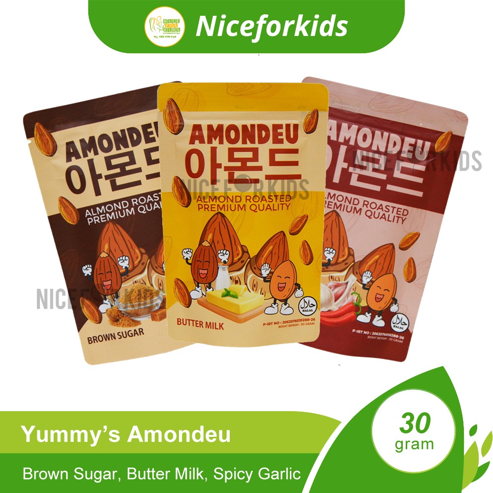 Yummy's Amondeu Almond Roasted Premium Quality 30gr / Almond Panggang Cemilan Sehat Busui dan Bumil