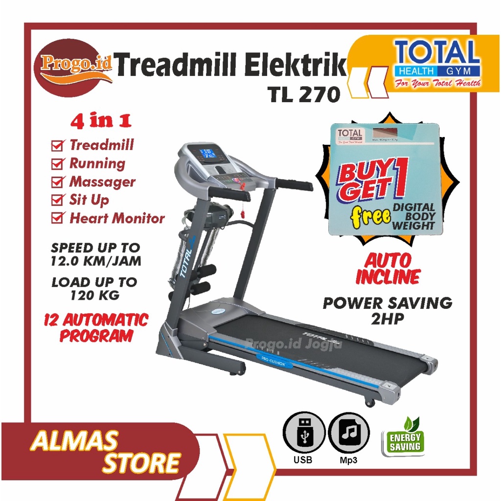Treadmill Elektrik Tredmill Treadmil Treadmill Lipat TL 270 Alat OlahragaTreadmill Treatmill Alat Tr
