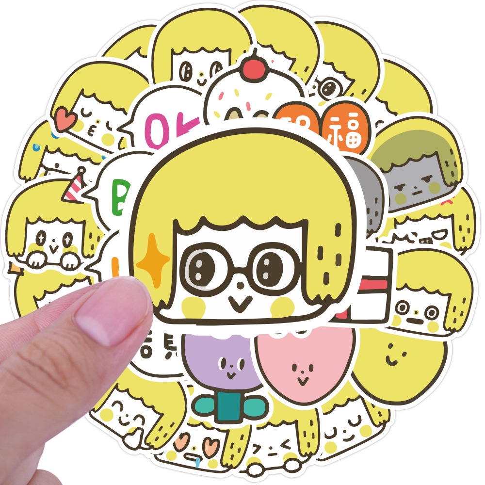 40 lucu kuning rambut gadis kecil stiker Morita kartun ekspresi pack stiker kecil tas tangan Buku st