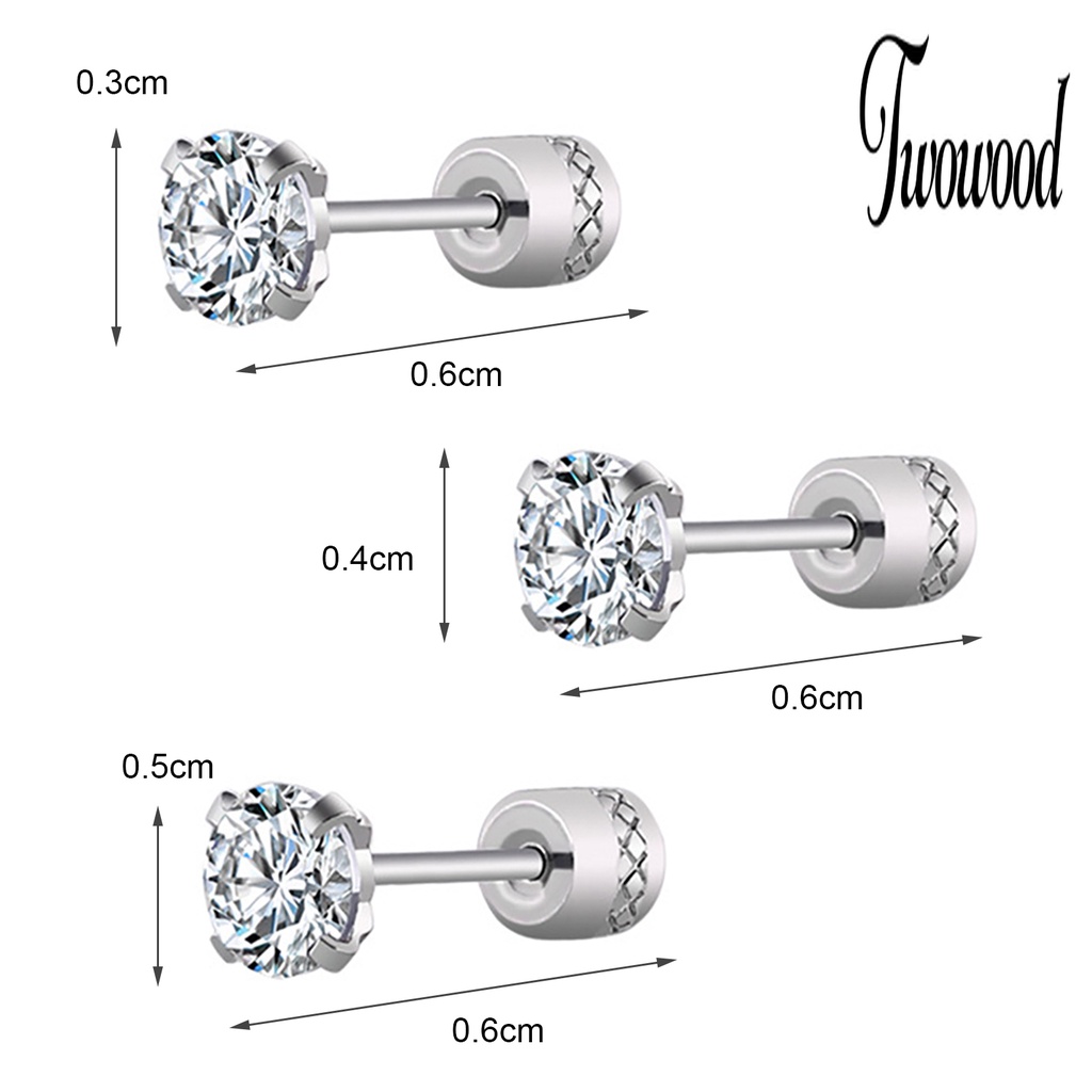 Anting Bahan Titanium Steel Aksen Berlian Imitasi Bentuk Bulat Untuk Unisex