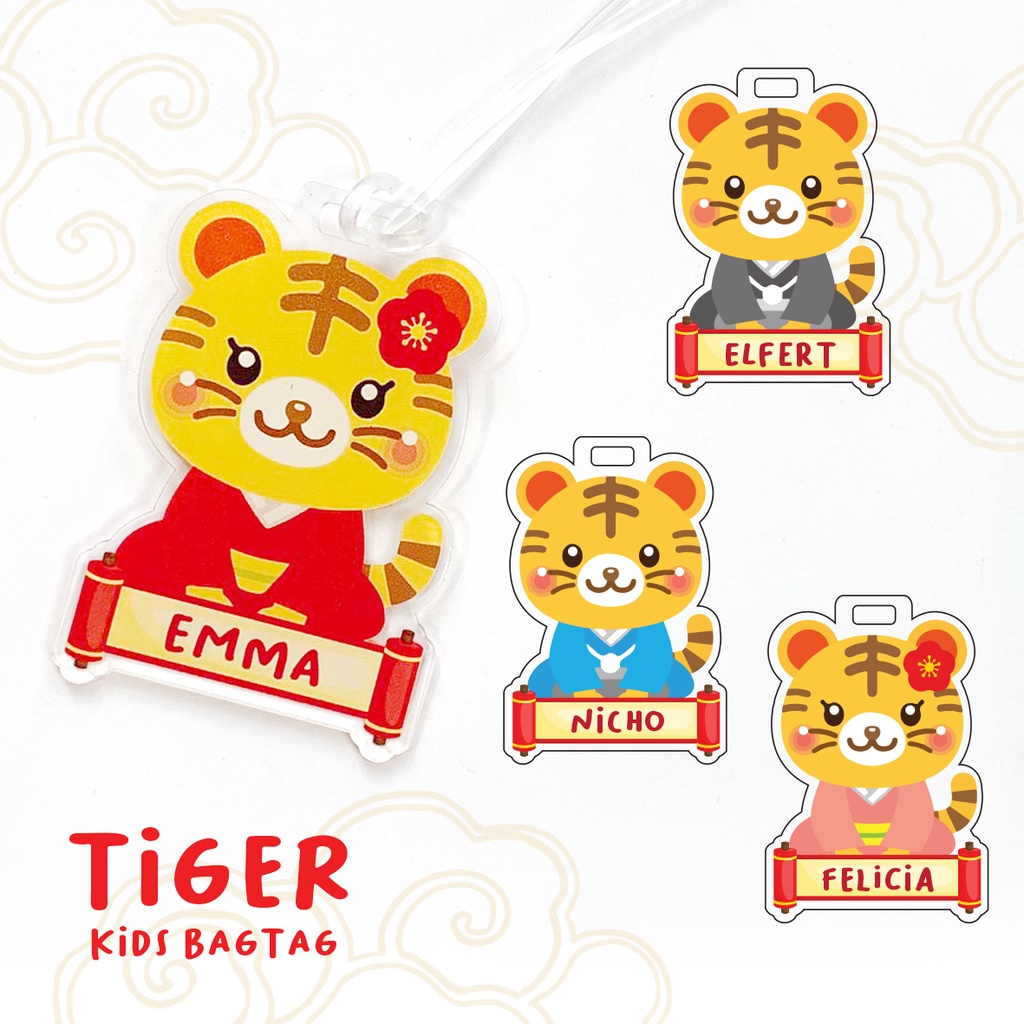 Bagtag Akrilik Tiger Custom Imlek Chinese New Year Kado Souvenir Gift Hampers Luggage Tag Gantungan tas koper