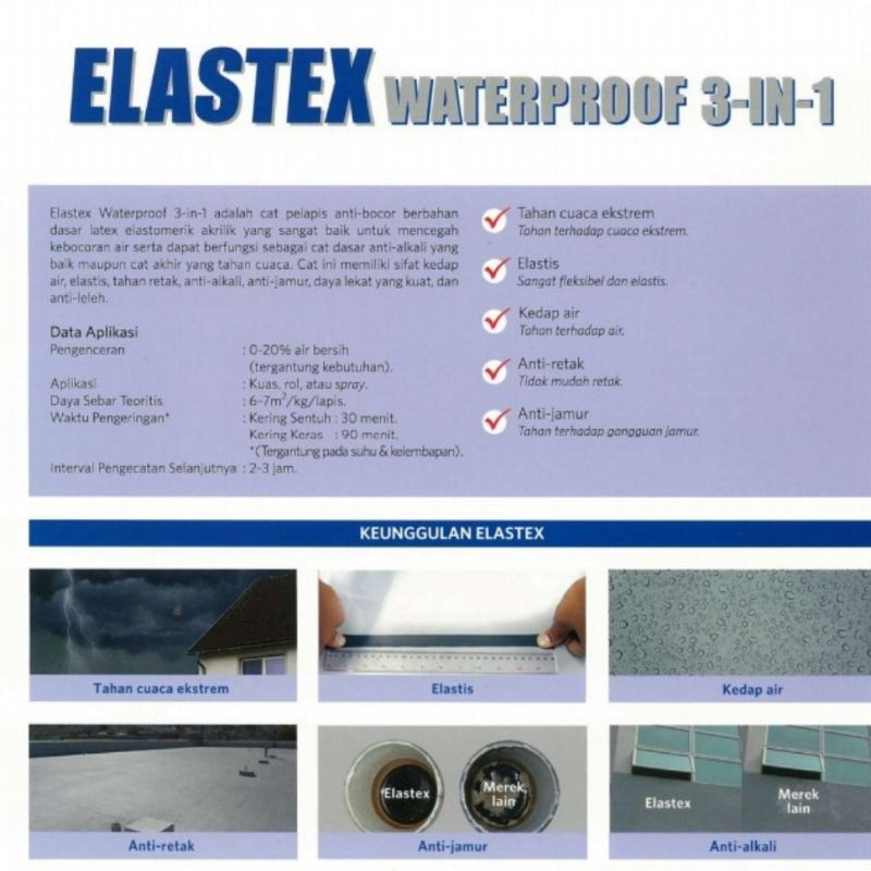 CAT ELASTEX WATERPROOF 3 IN 1 KEMASAN 1KG NO 10 BLACK