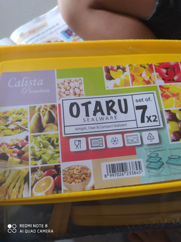 Calista Otaru Smoke Isi 14 Pcs (7 Set) / Toples Plastik / Tempat Makanan / Container /  Warna Kuning