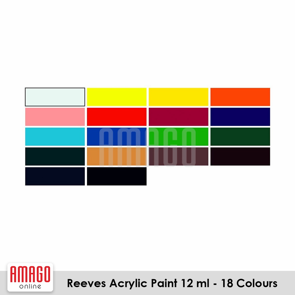 REEVES ACRYLIC PAINT 12 ml - SET 18 COLOURS